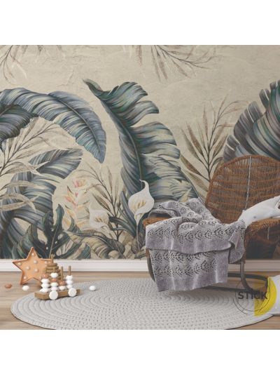  Papel de colgadura adhesivo para Habitaciones de JUNGLA FLORAL - Palmeras.
