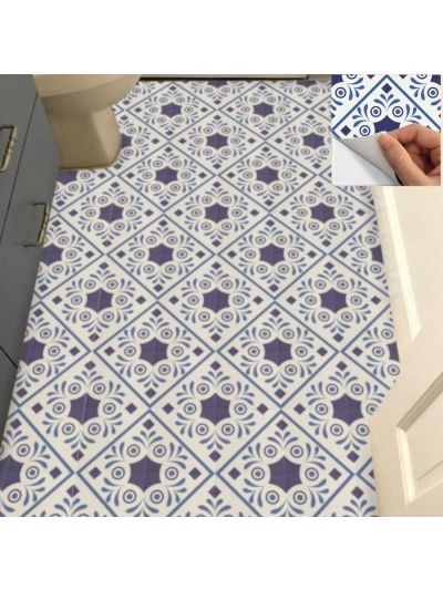 Vinilo decorativo de baldosas para paredes y pisos Blue (Set x 24 unidades).