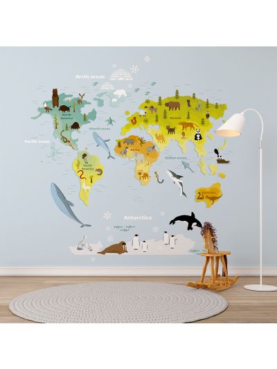 Papel de colgadura adhesivo para Habitaciones de MAPAS INFANTIL - Oceán.