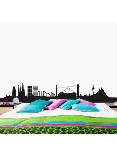 Vinilo Decorativo Panorámico la ciudad de Barcelona.