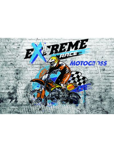 Papel de colgadura Juvenil Con fondo de pared de ladrillo extreme motocross